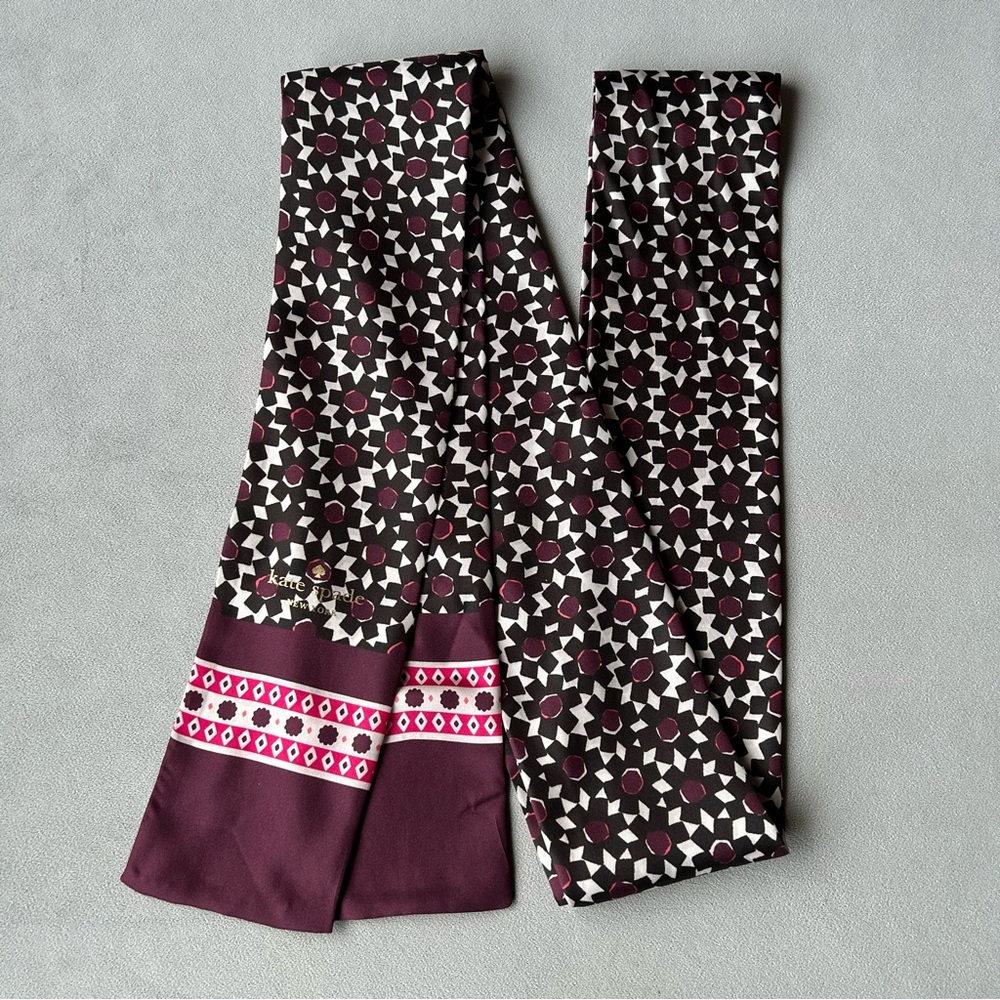 Kate Spade ~ Floral Tile Skinny Scarf ~ 4” x 102”